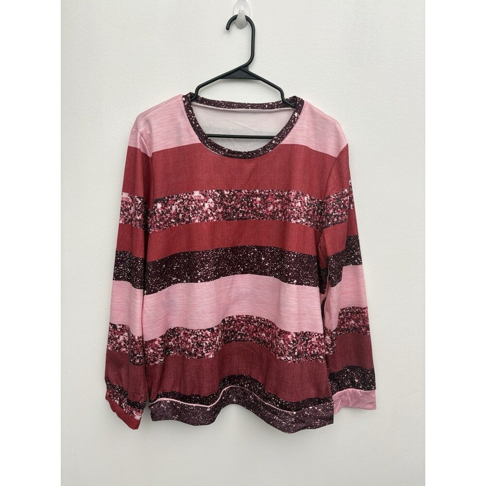 SHEIN sweatshirts Women’s Pullover XL Striped Long Sleeve Round Neck Polyester